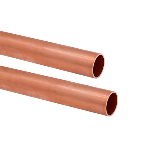 Uxney 3/4"OD Copper Pipe, 1 mm Wall Thickness 10" Length Copper Round Tube Widely used in various industrial applications(2 Pcs)