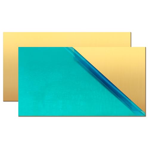 Uxney Brass Sheet,2" x 4"-18 Gauge(1mm) Thickness,99.9% Pure Brass Plates for DIY, Jewelry, Electrical, Repair, Industrial(2 Pac)