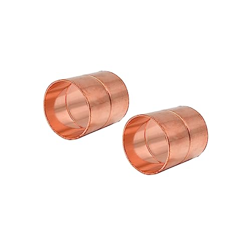 Uxney Straight Copper Fittings,1-3/4 Inch ID Welding Joint for HVAC Units, with Rolled Tube Stop Sweat Ends,Pack of 2