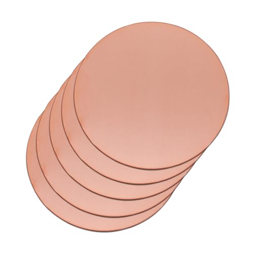 Uxney Copper Round Plate, 4"Diameter 18Ga 1mm Thickness Copper Metal Sheet for Crafts,DIY, Jewelry, Electrical, Repair, Industrial(5 Pac)