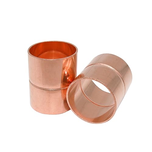 Uxney Straight Copper Fittings,1-3/4 Inch ID Welding Joint for HVAC Units, with Rolled Tube Stop Sweat Ends,Pack of 2
