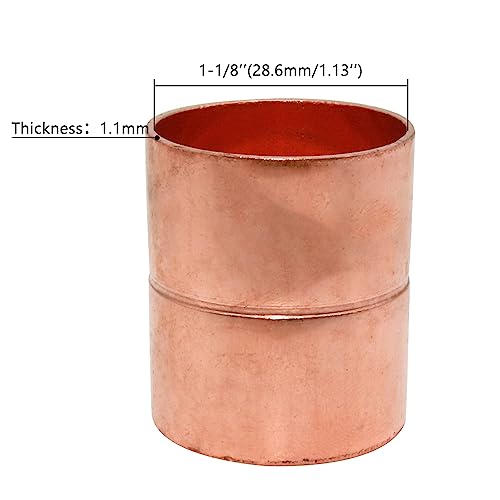 Uxney Straight Copper Fittings,1-1/8 Inch ID Welding Joint for HVAC Units, with Rolled Tube Stop Sweat Ends,Pack of 2