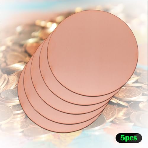 Uxney Copper Round Plate, 4"Diameter 18Ga 1mm Thickness Copper Metal Sheet for Crafts,DIY, Jewelry, Electrical, Repair, Industrial(5 Pac)