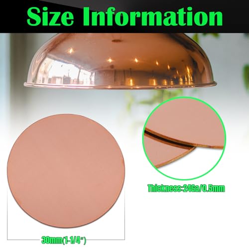 Uxney Copper Round Plate,1-1/4"Diameter 24Ga 0.5mm Thickness Copper Metal Sheet for Crafts,DIY, Jewelry, Electrical, Repair, Industrial(10 Pac)