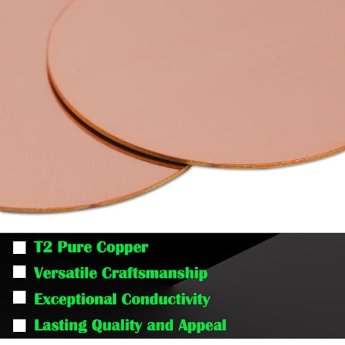 Uxney Copper Round Plate,1-1/4"Diameter 24Ga 0.5mm Thickness Copper Metal Sheet for Crafts,DIY, Jewelry, Electrical, Repair, Industrial(10 Pac)