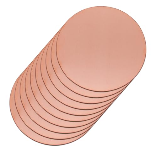 Uxney Copper Round Plate,1-1/4"Diameter 24Ga 0.5mm Thickness Copper Metal Sheet for Crafts,DIY, Jewelry, Electrical, Repair, Industrial(10 Pac)