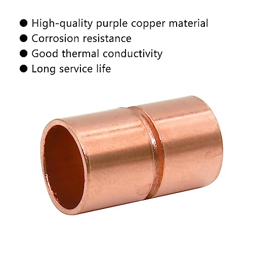 Uxney Straight Copper Fittings,1-3/4 Inch ID Welding Joint for HVAC Units, with Rolled Tube Stop Sweat Ends,Pack of 2
