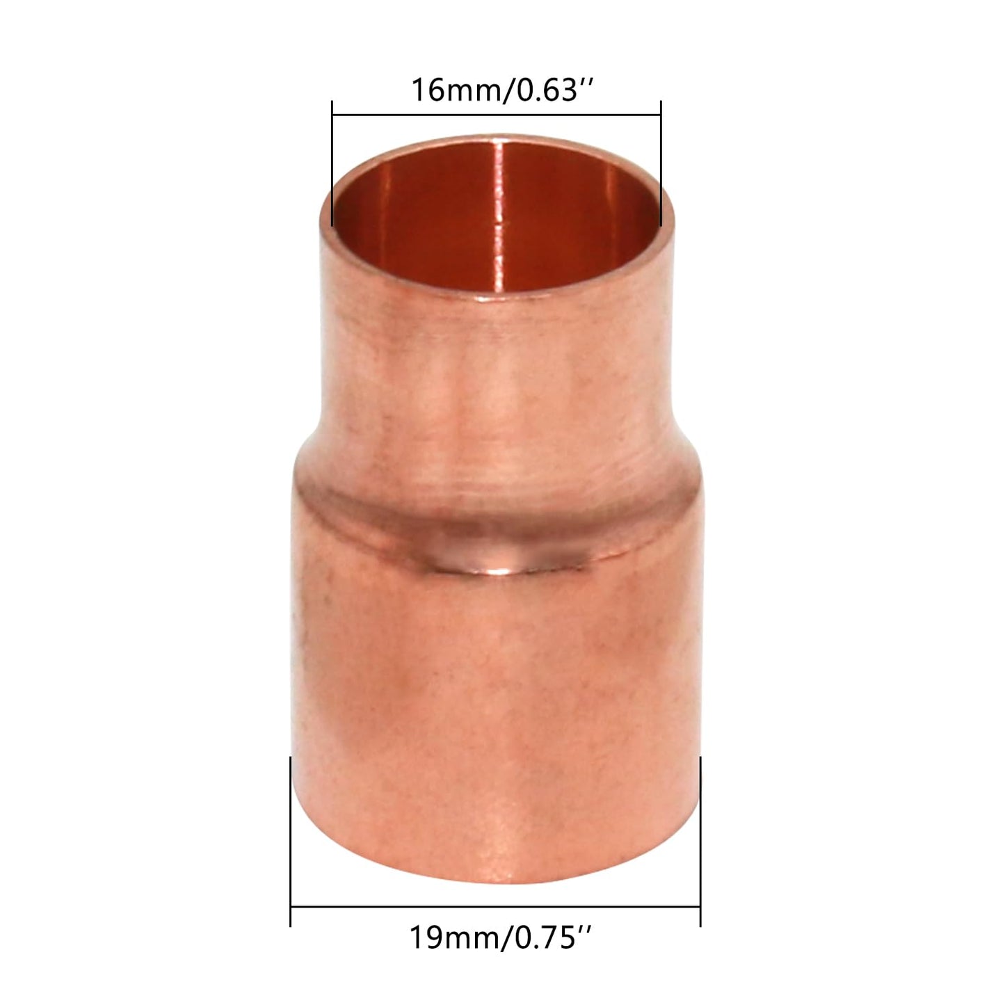 Uxney Copper Reducing Coupling Pipe Fittings, 5/8 x 3/4 Inch ID for HVAC Units, Refrigeration or Hydraulic Applications, Etc,Pack of 5