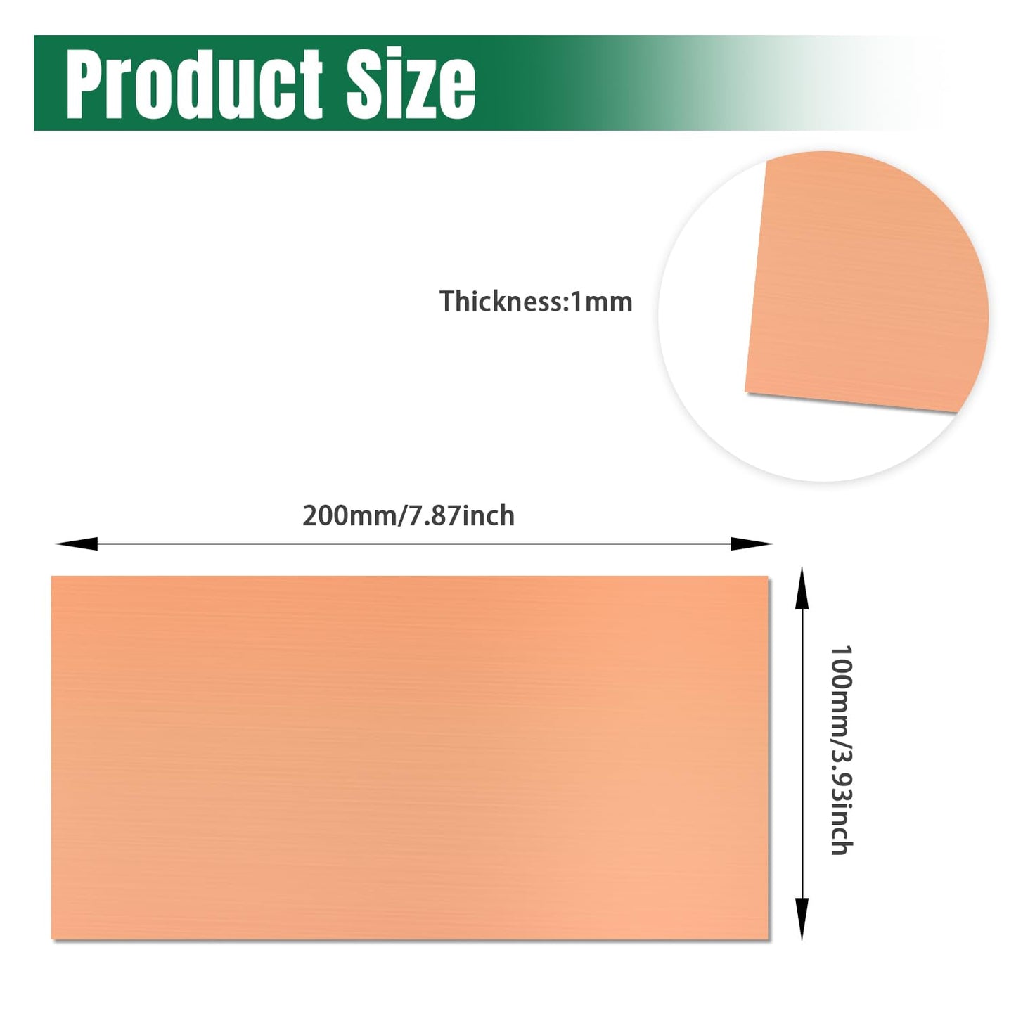 Uxney Copper Sheet Metal,4" x 8"-18 Gauge(1mm) Thickness,99.9% Pure Copper Plates for DIY, Jewelry, Electrical, Repair, Industrial(2 Pac)
