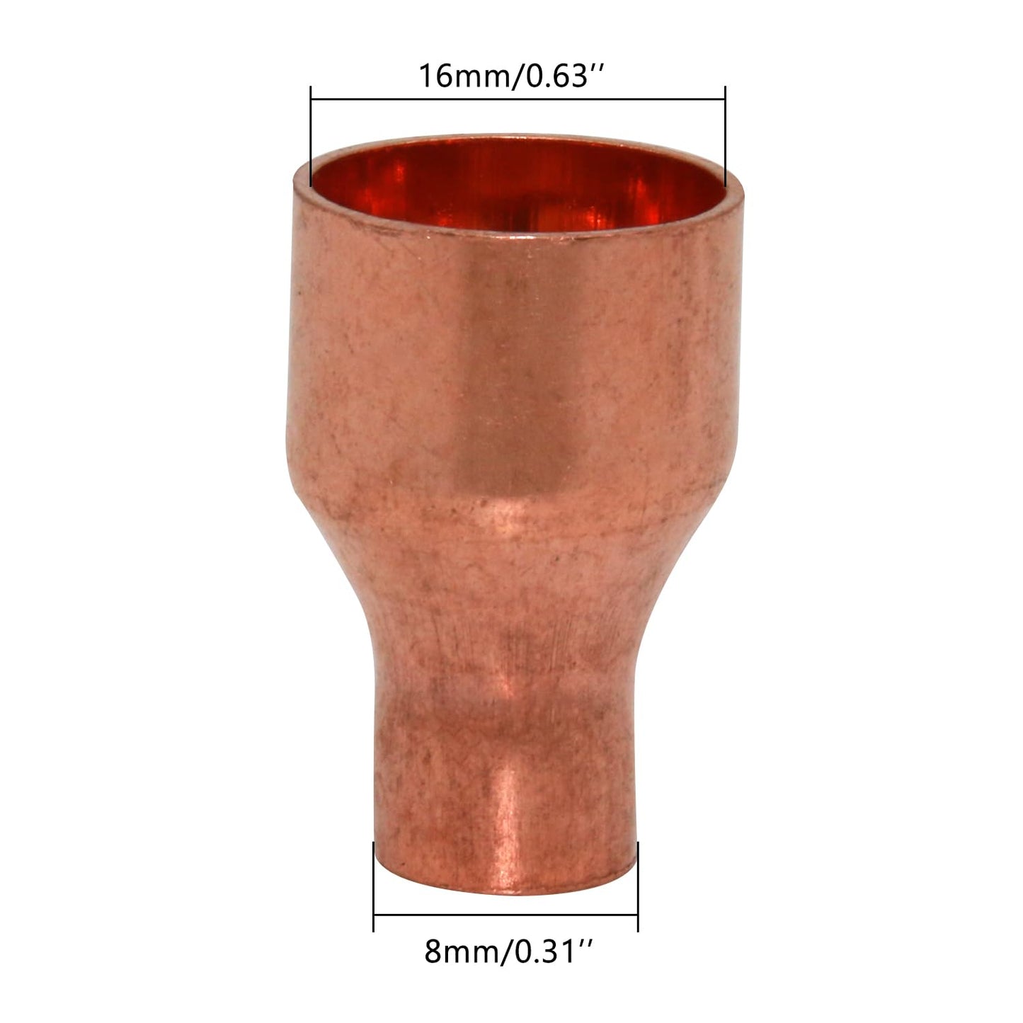 Uxney Copper Reducing Coupling Pipe Fittings, 5/16 x 5/8 Inch ID for HVAC Units, Refrigeration or Hydraulic Applications, Etc,Pack of 5