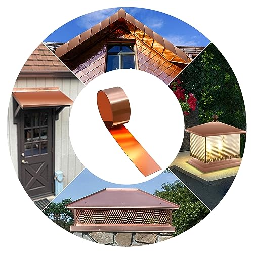 Uxney Copper Sheet Roll,Copper Flashing Roll 1000x100x0.2mm(LxWxT) Applicable to Various House Repair and DIY Projects
