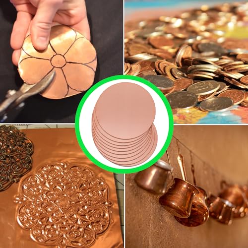 Uxney Copper Round Plate,1-1/4"Diameter 24Ga 0.5mm Thickness Copper Metal Sheet for Crafts,DIY, Jewelry, Electrical, Repair, Industrial(10 Pac)