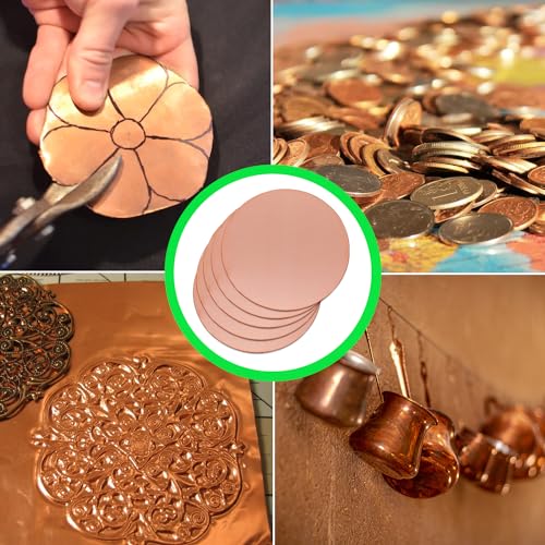 Uxney Copper Round Plate, 4"Diameter 18Ga 1mm Thickness Copper Metal Sheet for Crafts,DIY, Jewelry, Electrical, Repair, Industrial(5 Pac)