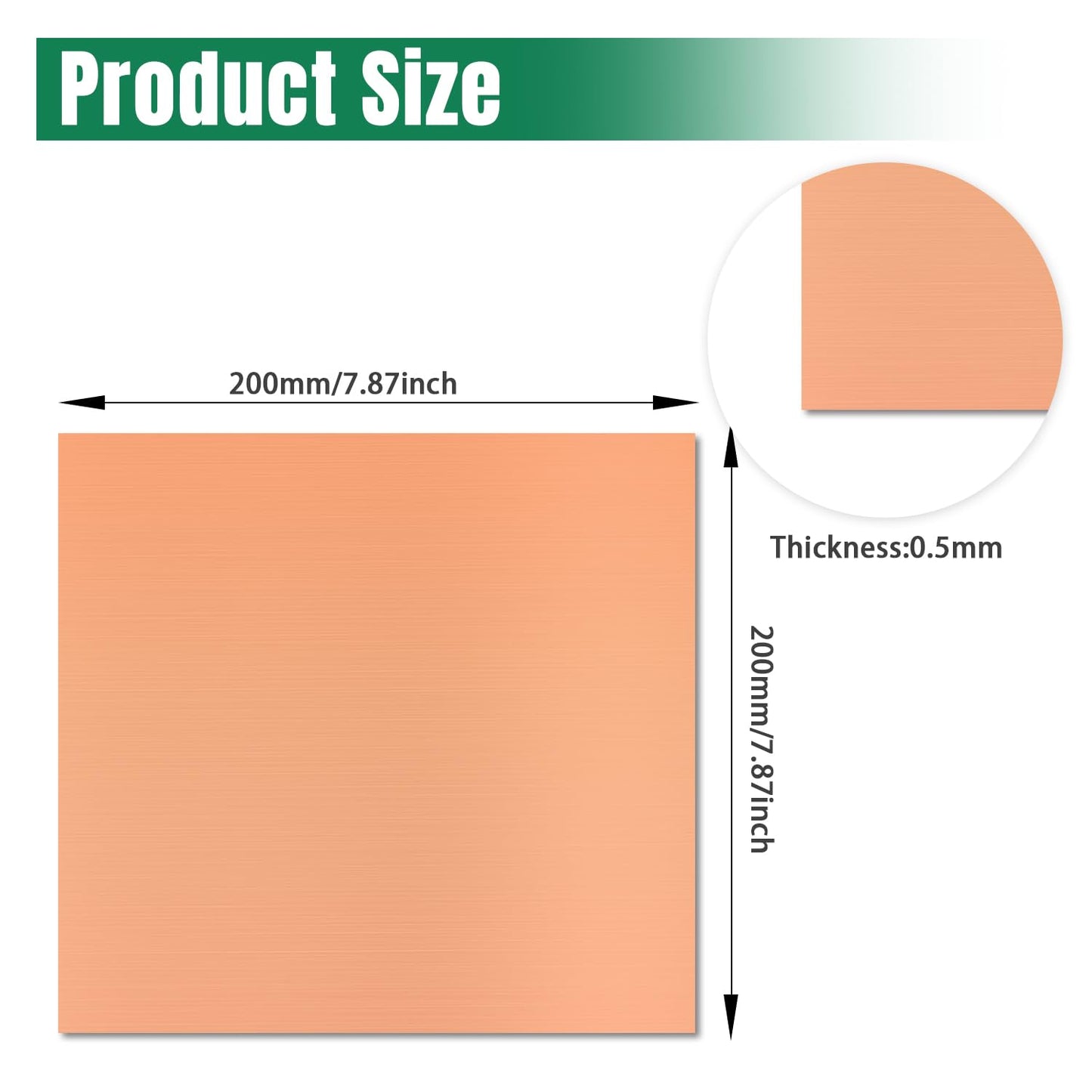 Uxney Copper Sheet Metal,8" x 8"-24 Gauge(0.5mm) Thickness,99.9% Pure Copper Plates for DIY, Jewelry, Electrical, Repair, Industrial(2 Pac)
