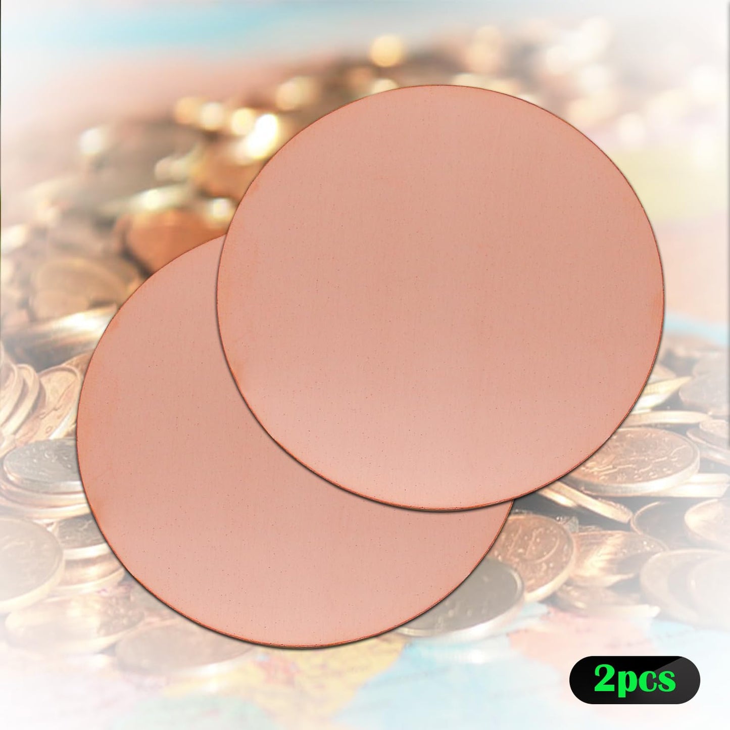 Uxney Copper Round Plate, 8"Diameter 24Ga 0.5mm Thickness Copper Metal Sheet for Crafts,DIY, Jewelry, Electrical, Repair, Industrial(2 Pac)