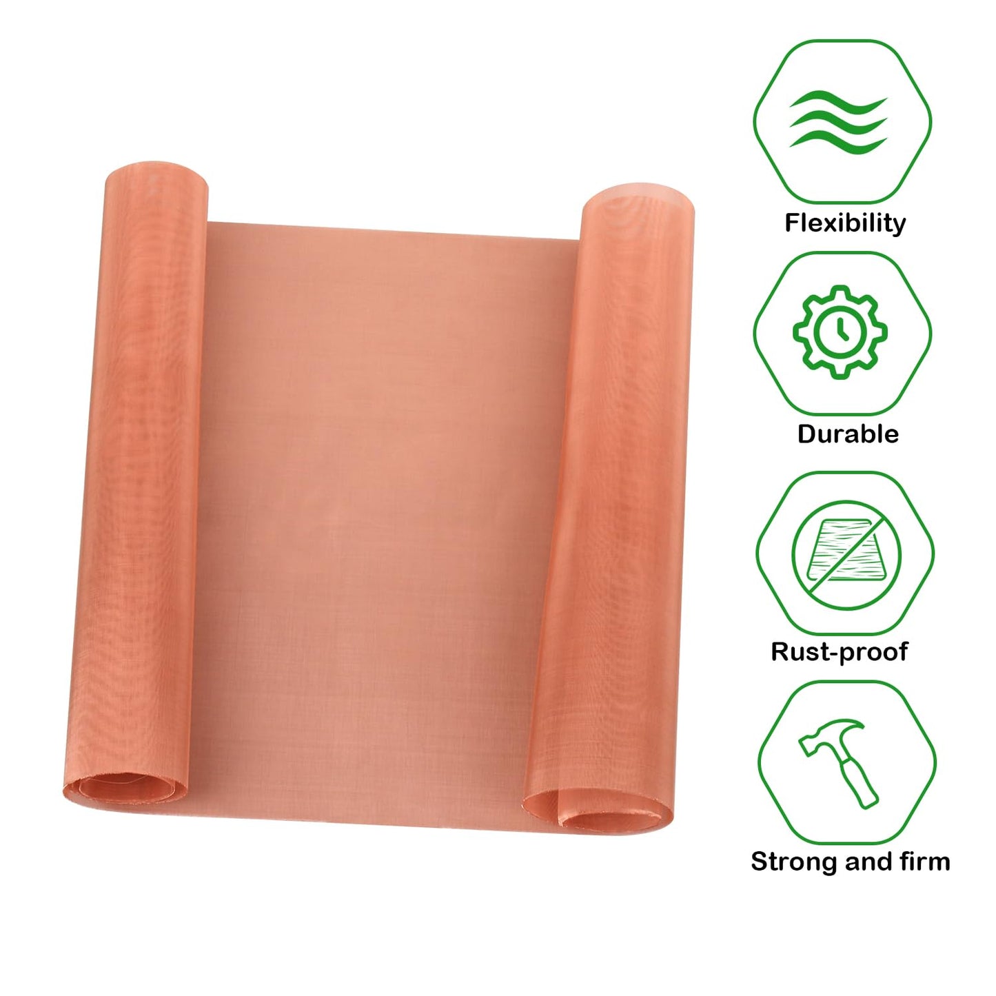 Uxney Copper Mesh Screen 15.7" x 118", 100 Mesh Copper Screen, Woven Wire Mesh Screen for Dense Filter 99.9% Pure Copper Fabric DIY Kit Window Protection