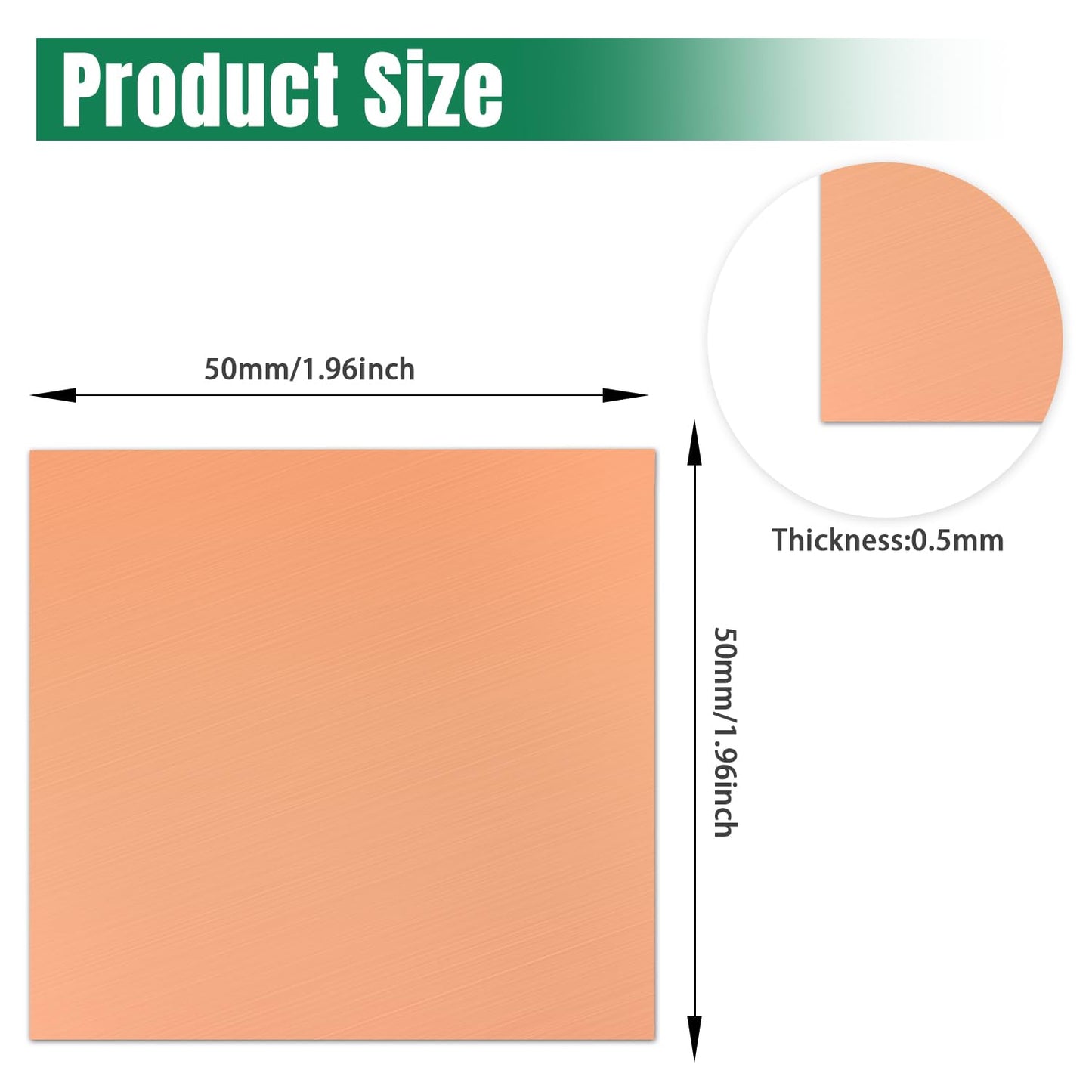 Uxney Copper Sheet Metal,6" x 6"-24 Gauge(0.5mm) Thickness,99.9% Pure Copper Plates for DIY, Jewelry, Electrical, Repair, Industrial(2 Pac)