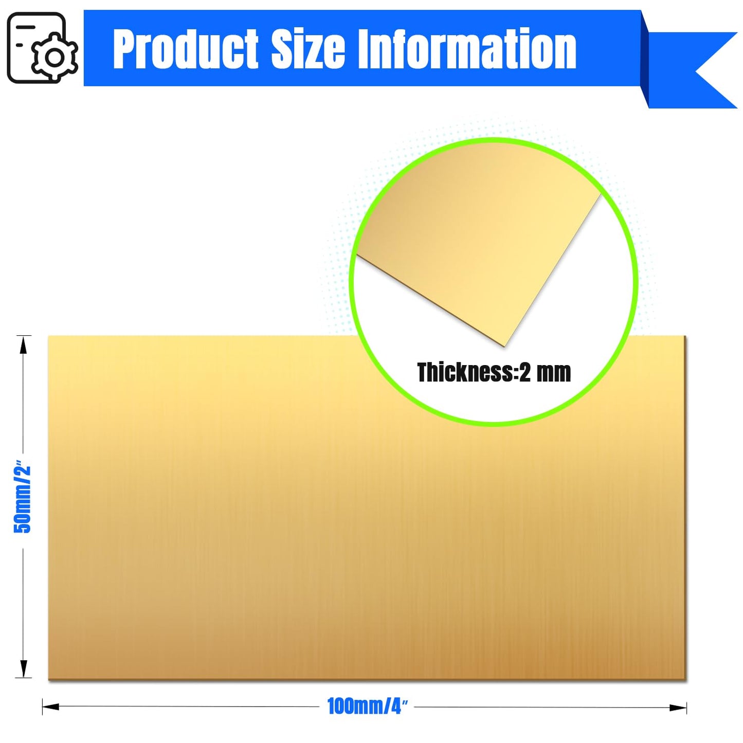 Uxney Brass Sheet,2" x 4"-14 Gauge(2mm) Thickness,99.9% Pure Brass Plates for DIY, Jewelry, Electrical, Repair, Industrial(1 Pac)