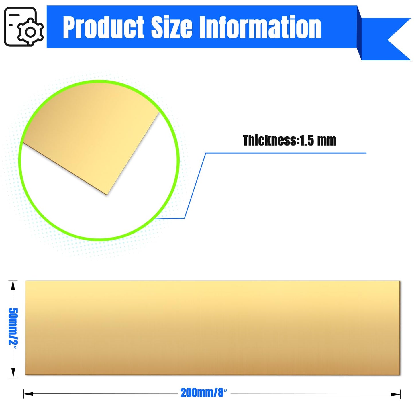 Uxney Brass Sheet,2" x 8"-16 Gauge(1.5mm) Thickness,99.9% Pure Brass Plates for DIY, Jewelry, Electrical, Repair, Industrial(1 Pac)
