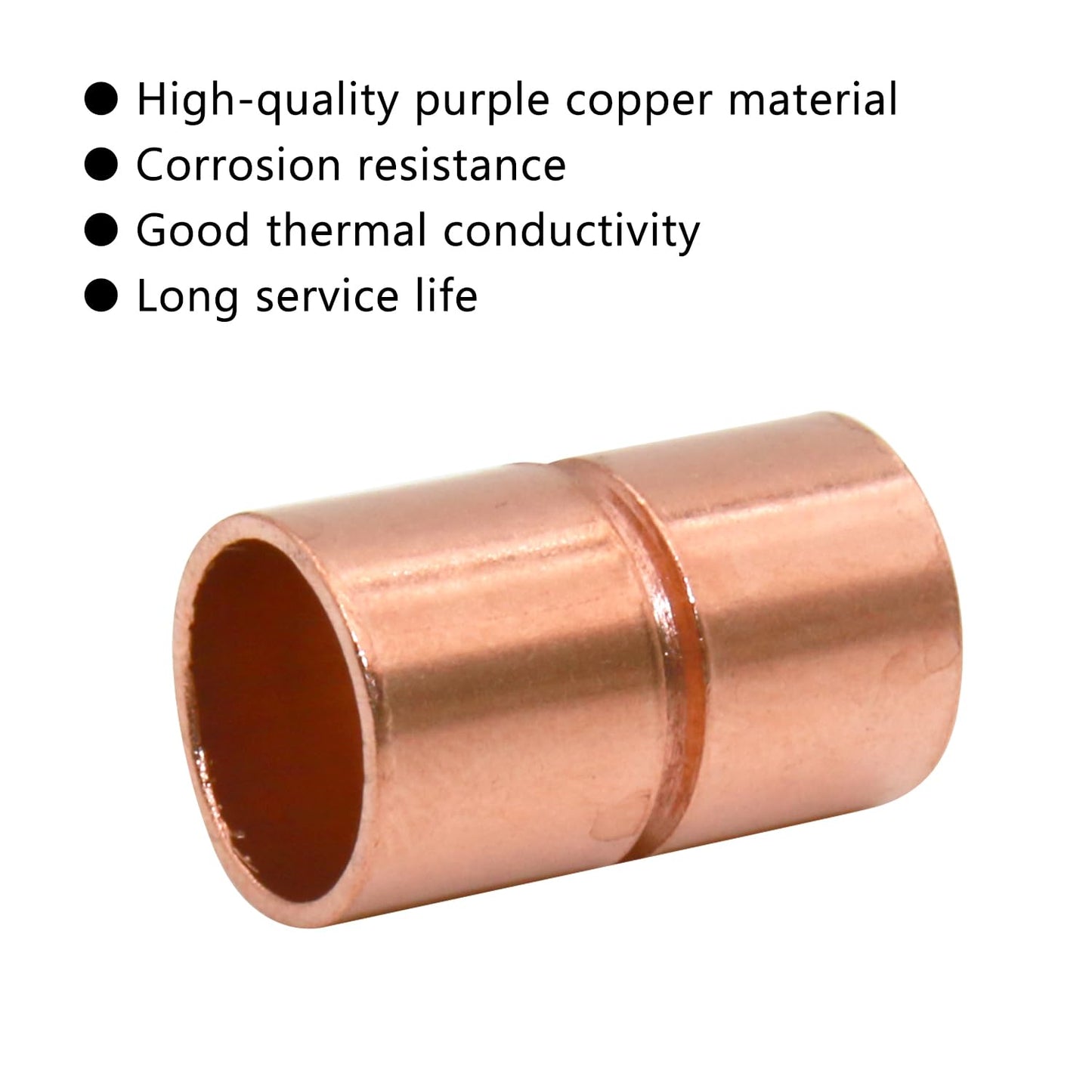 Uxney Straight Copper Fittings,1-3/8 Inch ID Welding Joint for HVAC Units, with Rolled Tube Stop Sweat Ends,Pack of 2