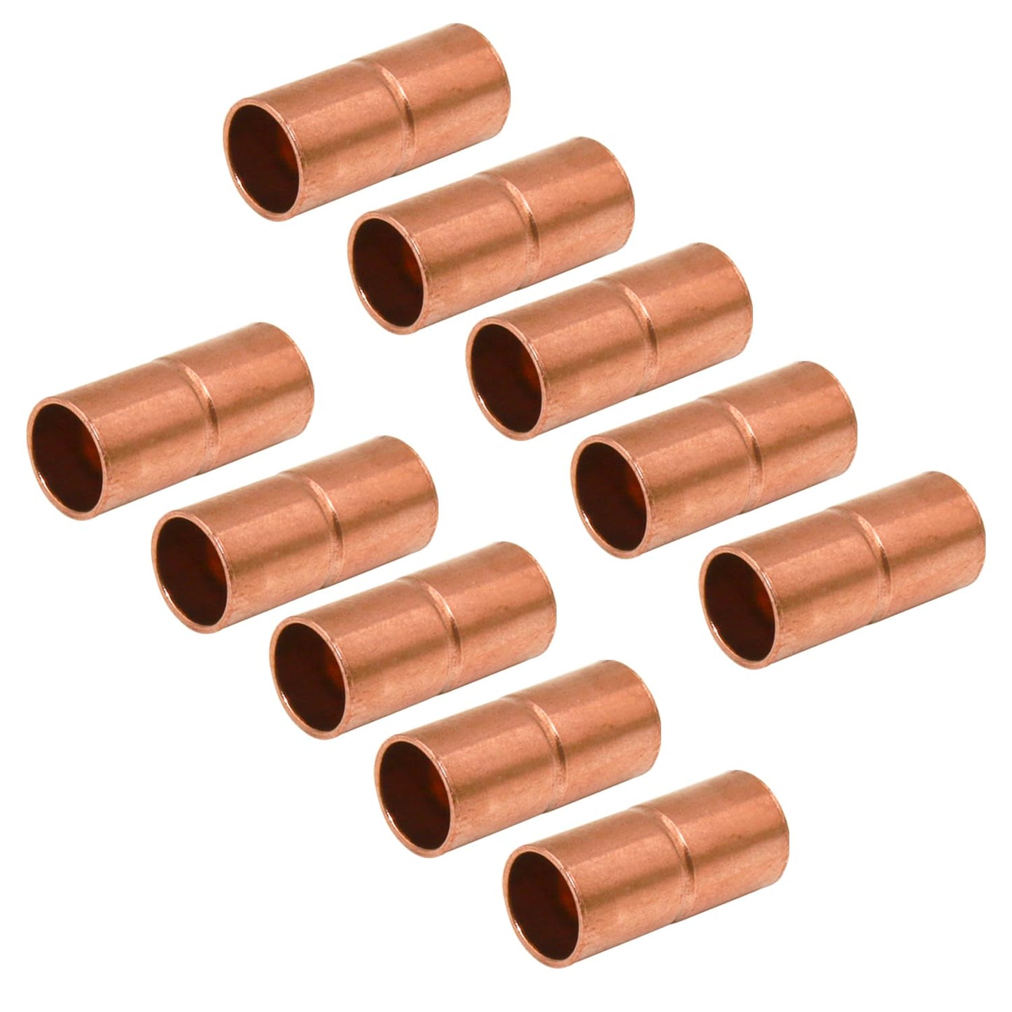 Uxney Straight Copper Fittings,5/8 Inch ID Welding Joint for HVAC Units, with Rolled Tube Stop Sweat Ends,Pack of 10