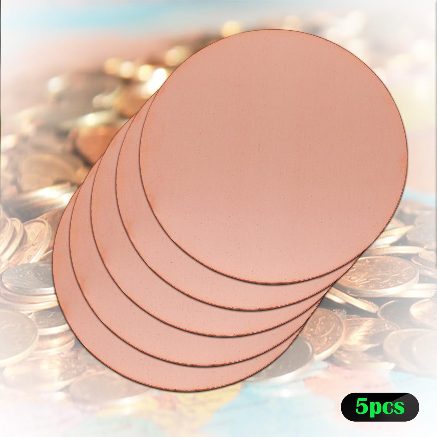 Uxney Copper Round Plate, 4"Diameter 12Ga 2mm Thickness Copper Metal Sheet for Crafts,DIY, Jewelry, Electrical, Repair, Industrial(5 Pac)