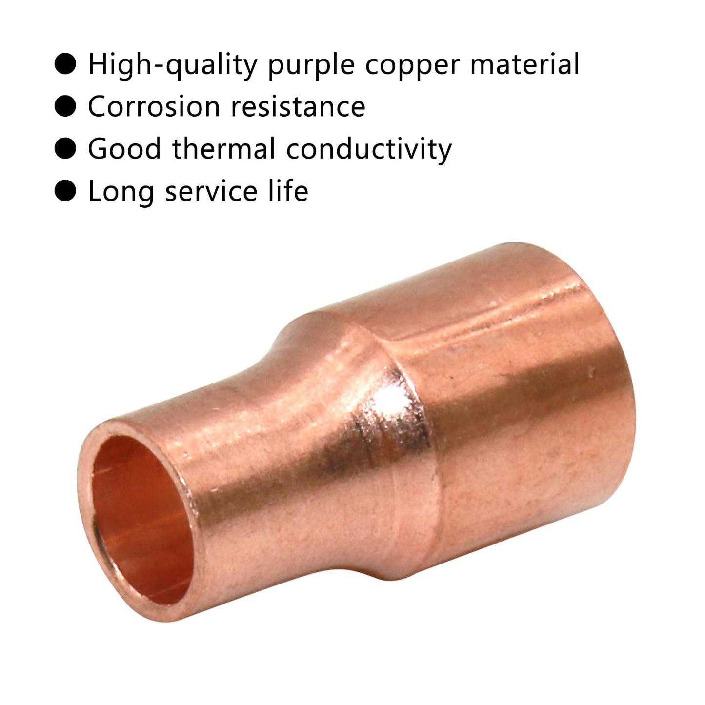 Uxney Copper Reducing Coupling Pipe Fittings, 1/2 x 5/8 Inch ID for HVAC Units, Refrigeration or Hydraulic Applications, Etc,Pack of 5
