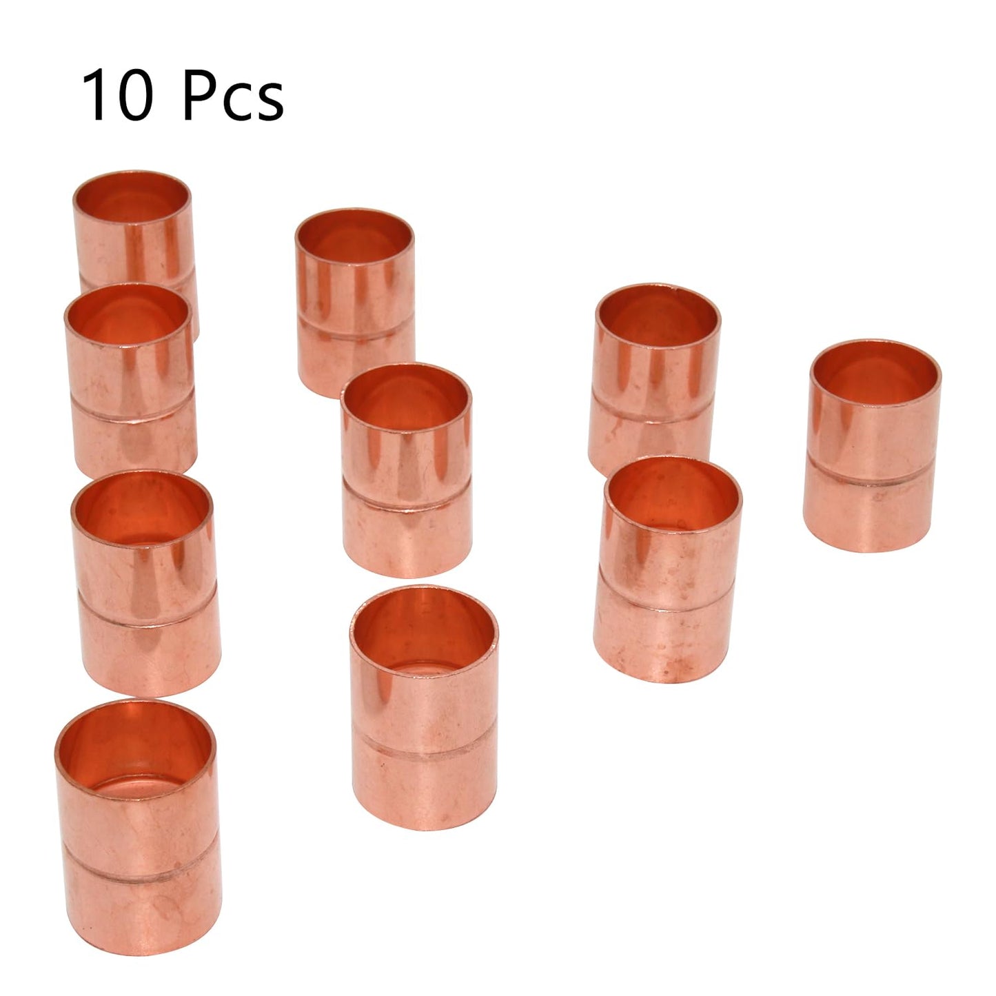 Uxney Straight Copper Fittings,3/4 Inch ID Welding Joint for HVAC Units, with Rolled Tube Stop Sweat Ends,Pack of 10