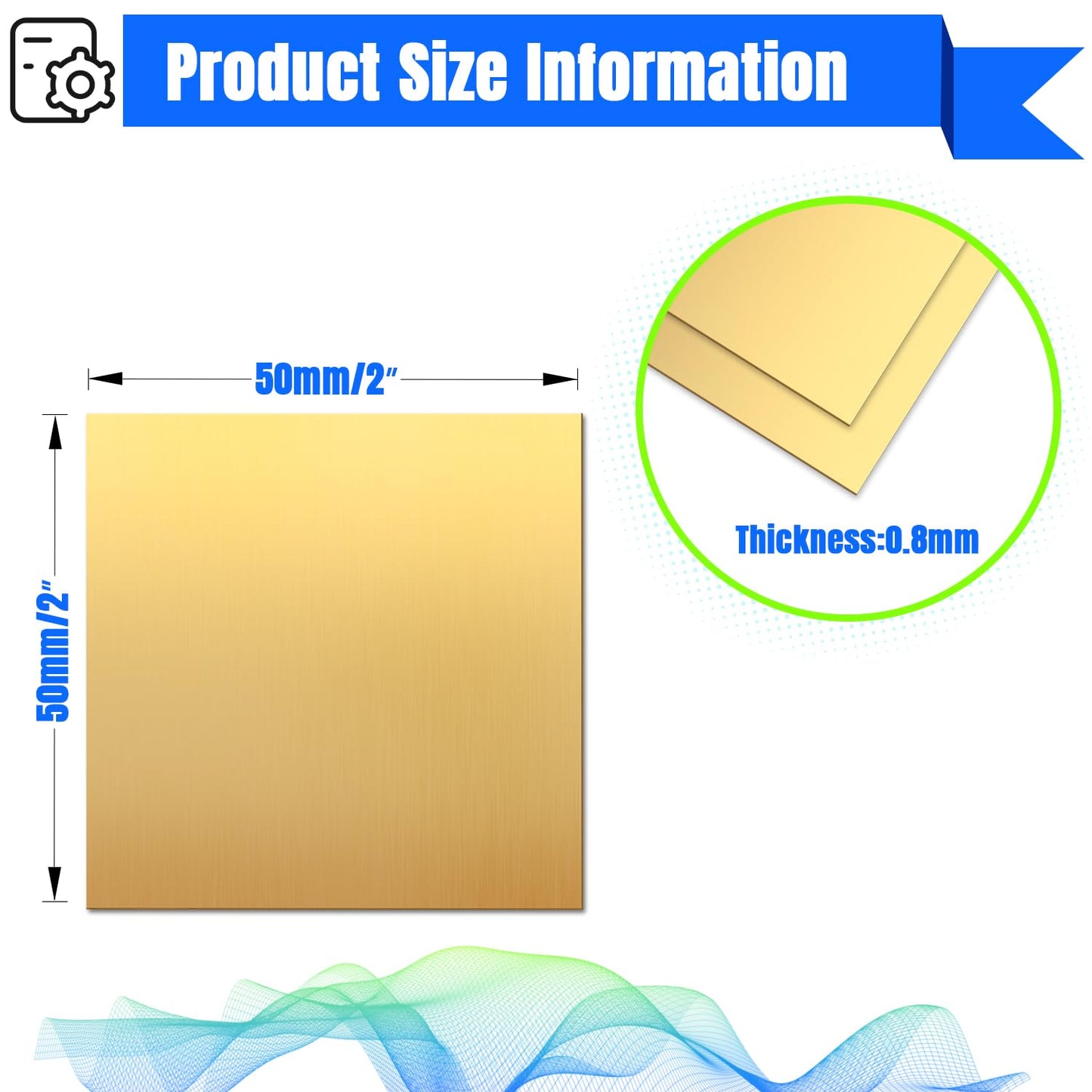 Uxney Brass Sheet,2" x 2"-20 Gauge(0.8mm) Thickness,99.9% Pure Brass Plates for DIY, Jewelry, Electrical, Repair, Industrial(2 Pac)