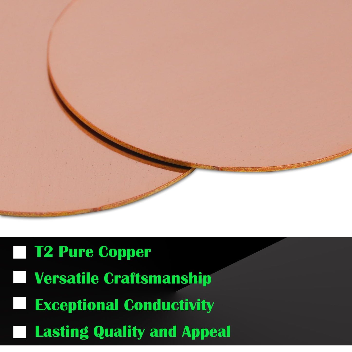 Uxney Copper Round Plate, 8"Diameter 24Ga 0.5mm Thickness Copper Metal Sheet for Crafts,DIY, Jewelry, Electrical, Repair, Industrial(2 Pac)