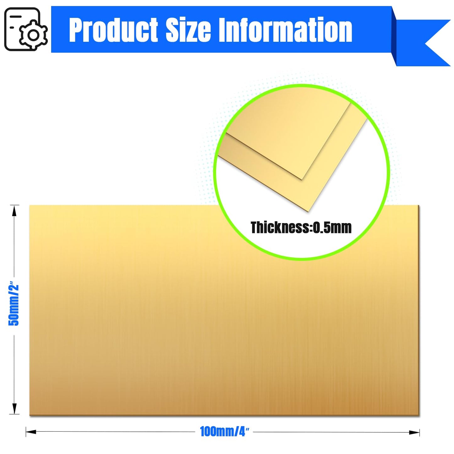 Uxney Brass Sheet,2" x 4"-24 Gauge(0.5mm) Thickness,99.9% Pure Brass Plates for DIY, Jewelry, Electrical, Repair, Industrial(2 Pac)