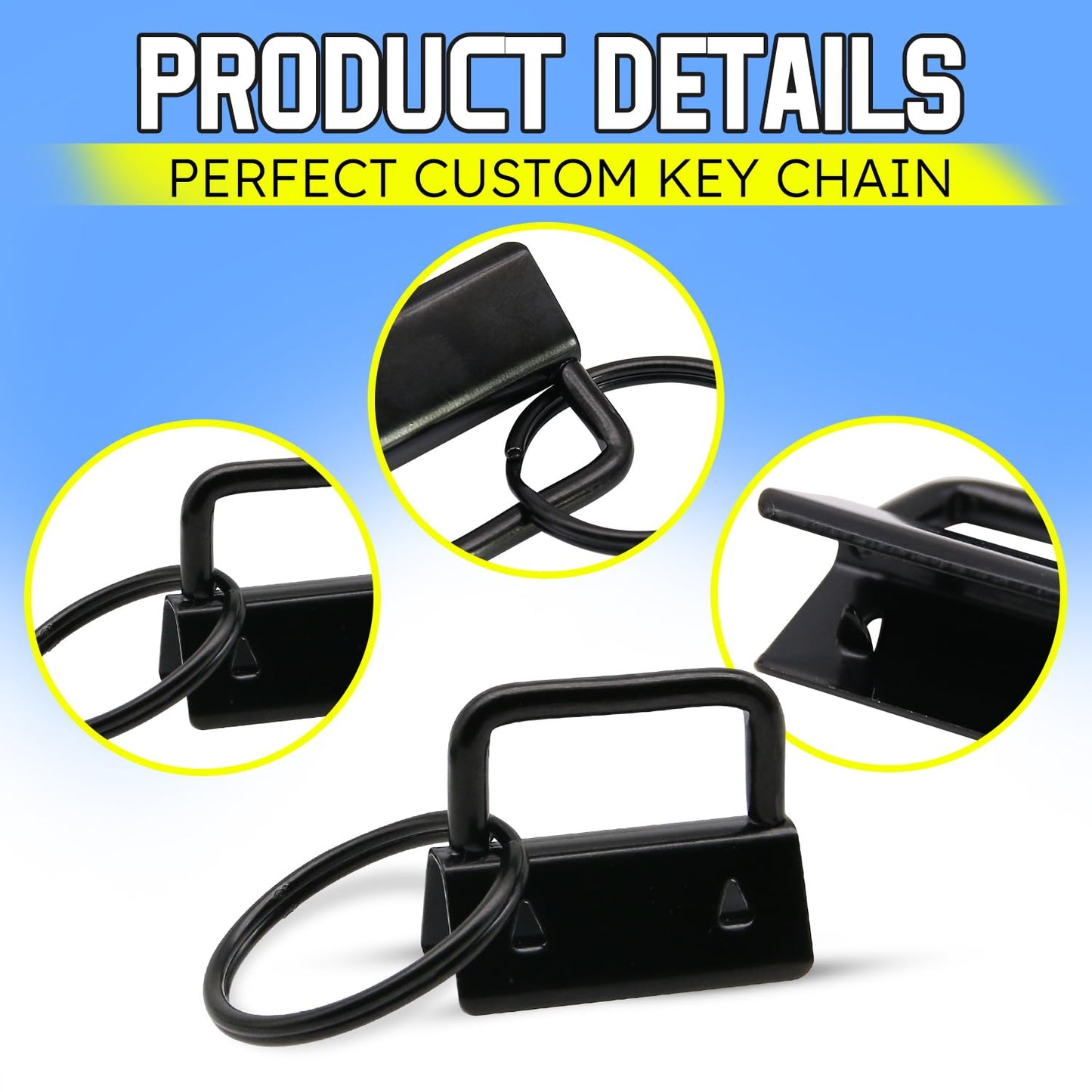 Uxney Key fob Hardware,30 PCS 1 Inch Key fob Keychain with Keychain Rings for Bag Webbing Wristlets Lanyards(Blue-Brown)