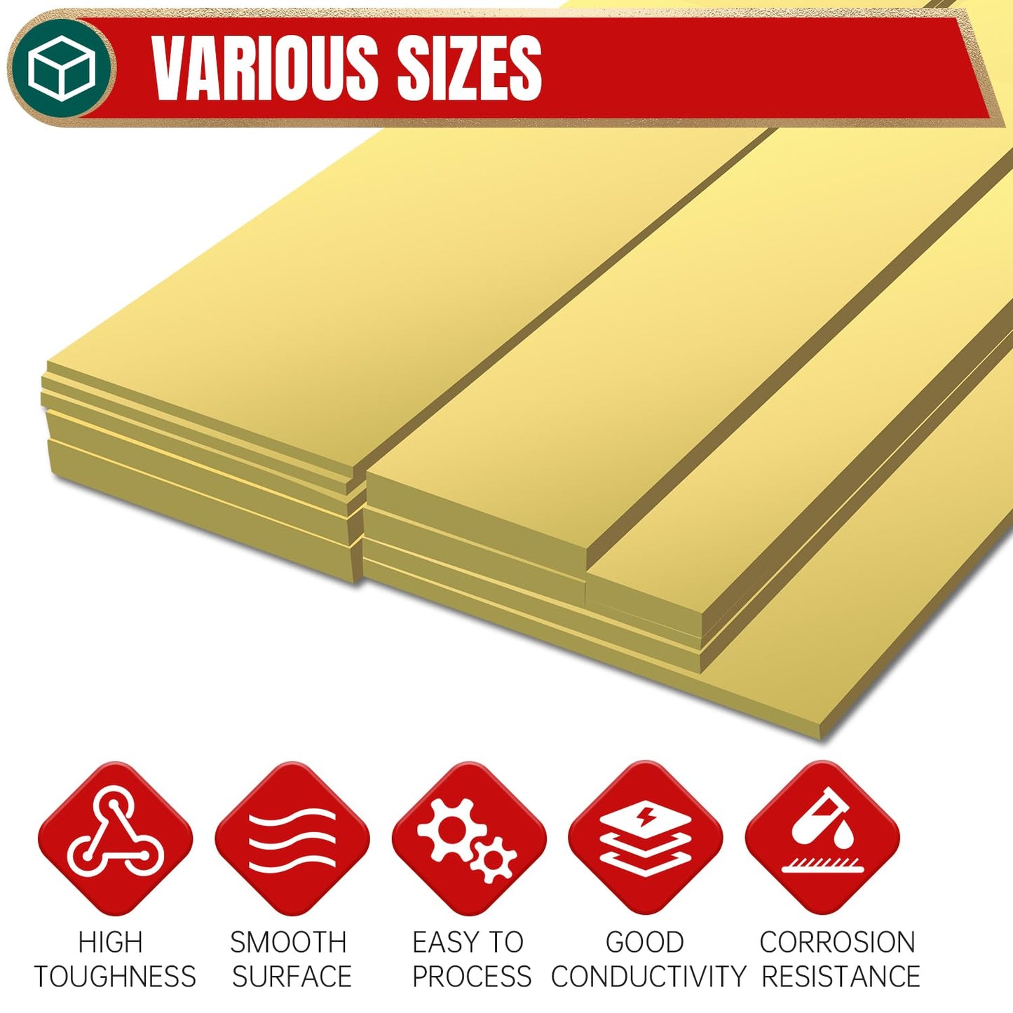 Uxney Brass Flat Bar 5/16"Thickness x 1"Width x 8"Length Brass Bar Stock Brass Rods for Crafts,Models, Repairs, Electrical