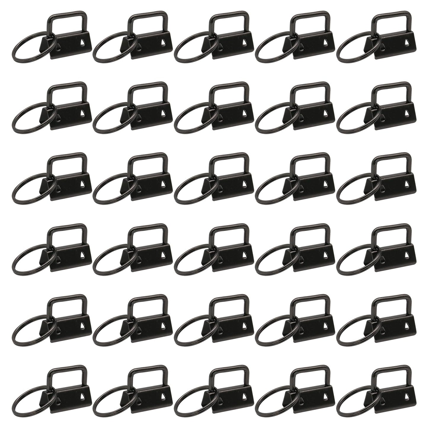 Uxney Key fob Hardware,30 PCS 1 Inch Key fob Keychain with Keychain Rings for Bag Webbing Wristlets Lanyards and Key Chain Making Hardware Supplies(Black)