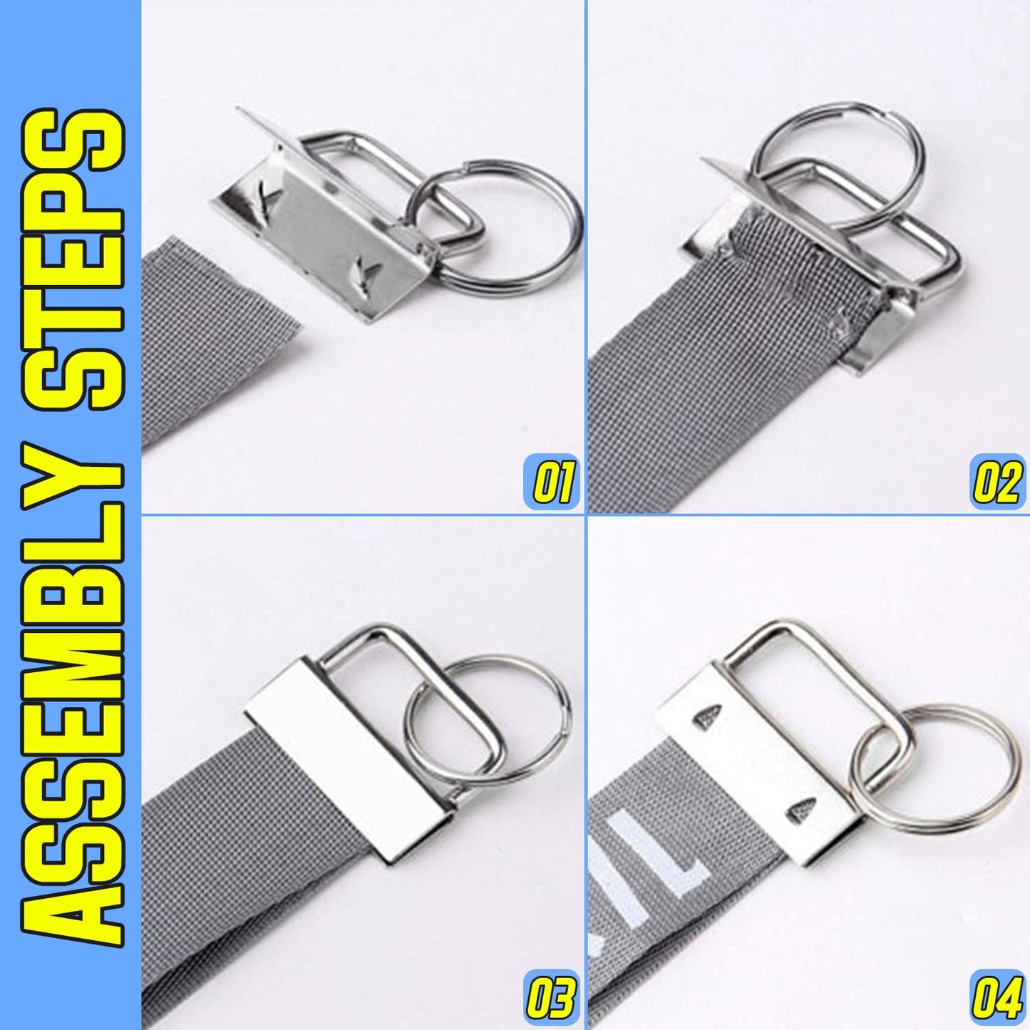 Uxney Key fob Hardware,30 PCS 1 Inch Key fob Keychain with Keychain Rings for Bag Webbing Wristlets Lanyards and Key Chain Making Hardware Supplies(Black)
