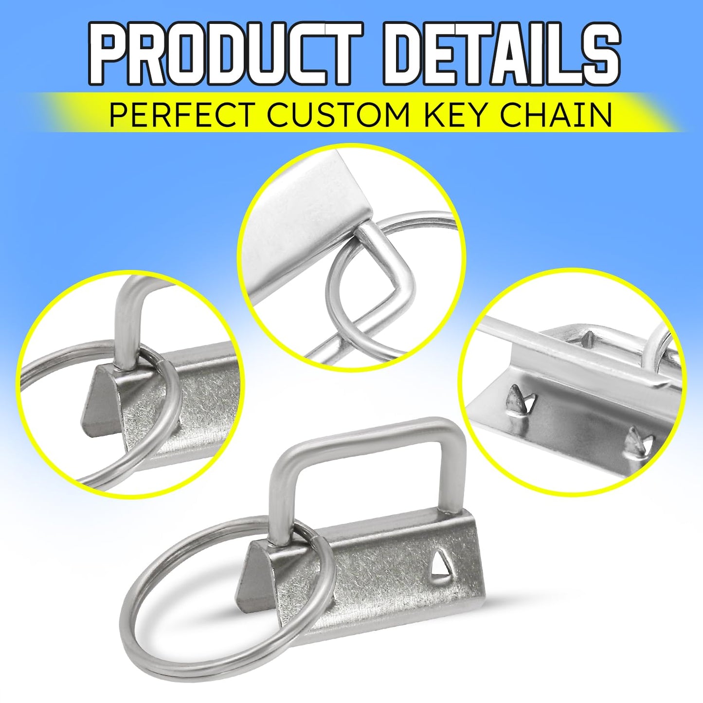 Uxney Key fob Hardware,30 PCS 1 Inch Key fob Keychain with Keychain Rings for Bag Webbing Wristlets Lanyards(Silver)