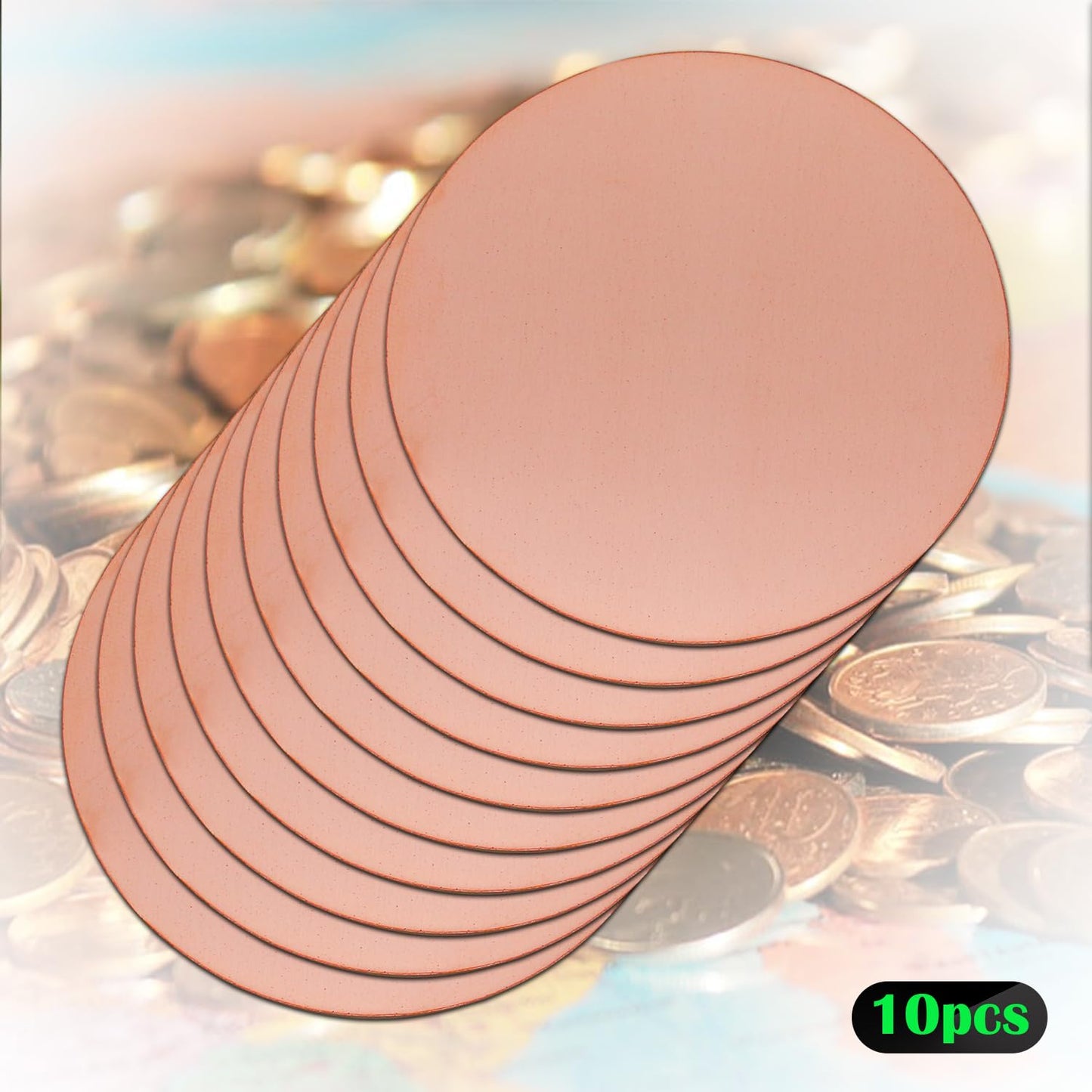 Uxney Copper Round Plate,3/4"Diameter 24Ga 0.5mm Thickness Copper Metal Sheet for Crafts,DIY, Jewelry, Electrical, Repair, Industrial(10 Pac)