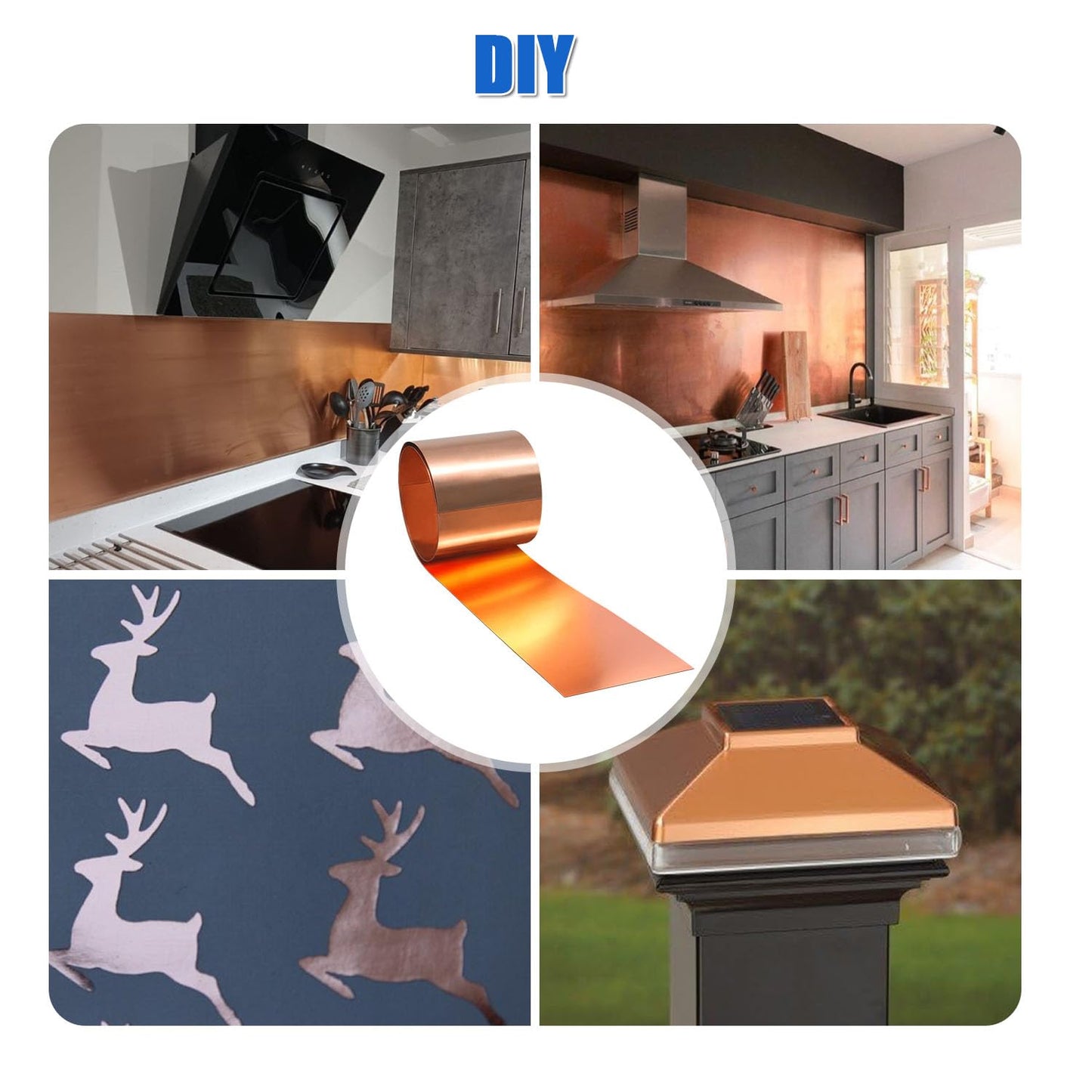 Uxney Copper Sheet Roll,0.02mm Thickness Copper Foil, 8" Width x 11 FT Copper Strip Applicable to Various DIY Projects