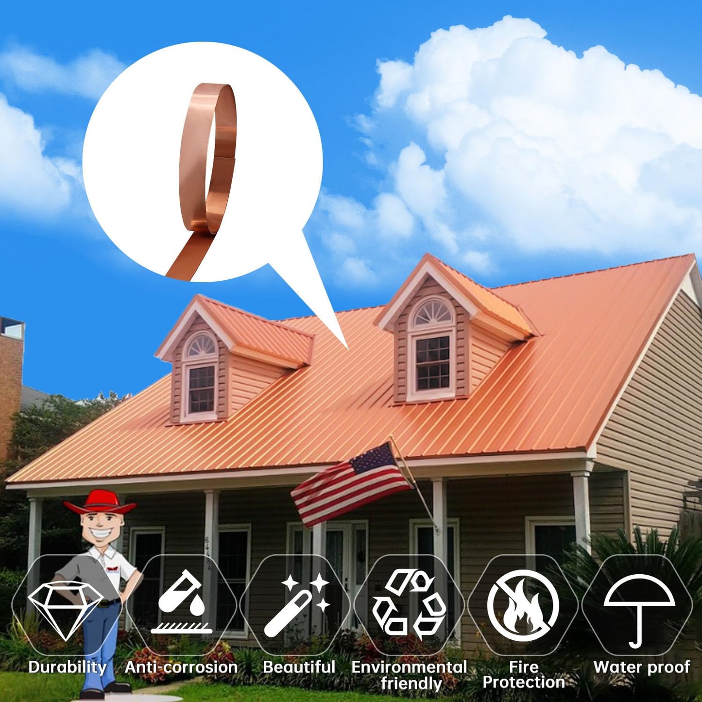 Uxney Copper Sheet Roll,Copper Flashing Roll 1000x30x1mm(LxWxT) Applicable to Various House Repair and DIY Projects