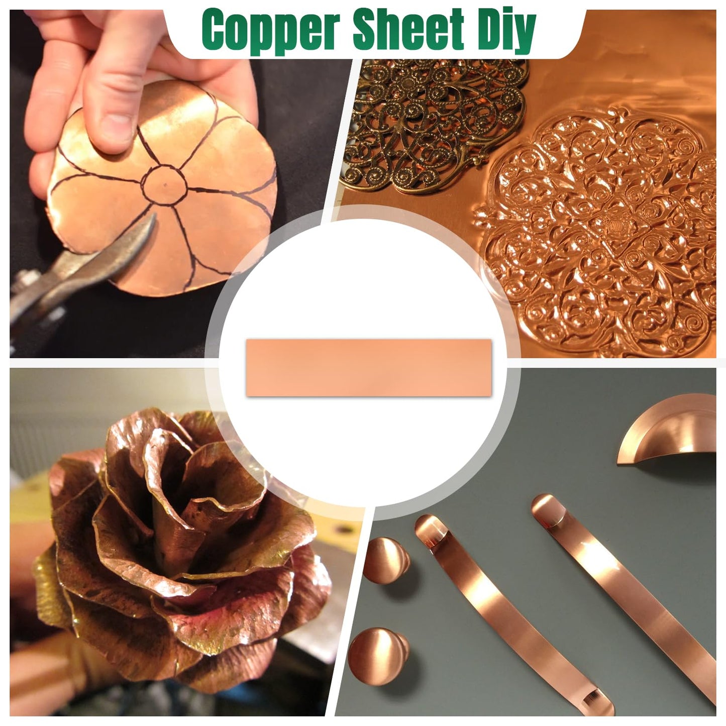Uxney Copper Sheet Metal,2" x 8"-16 Gauge(1.5mm) Thickness,99.9% Pure Copper Plates for DIY, Jewelry, Electrical, Repair, Industrial(1 Pac)