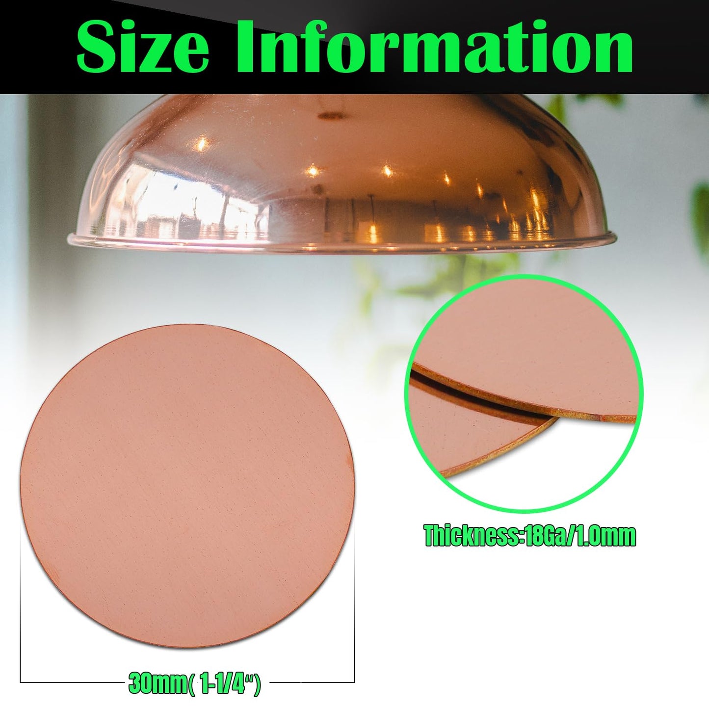 Uxney Copper Round Plate, 1-1/4"Diameter 18Ga 1mm Thickness Copper Metal Sheet for Crafts,DIY, Jewelry, Electrical, Repair, Industrial(10 Pac)