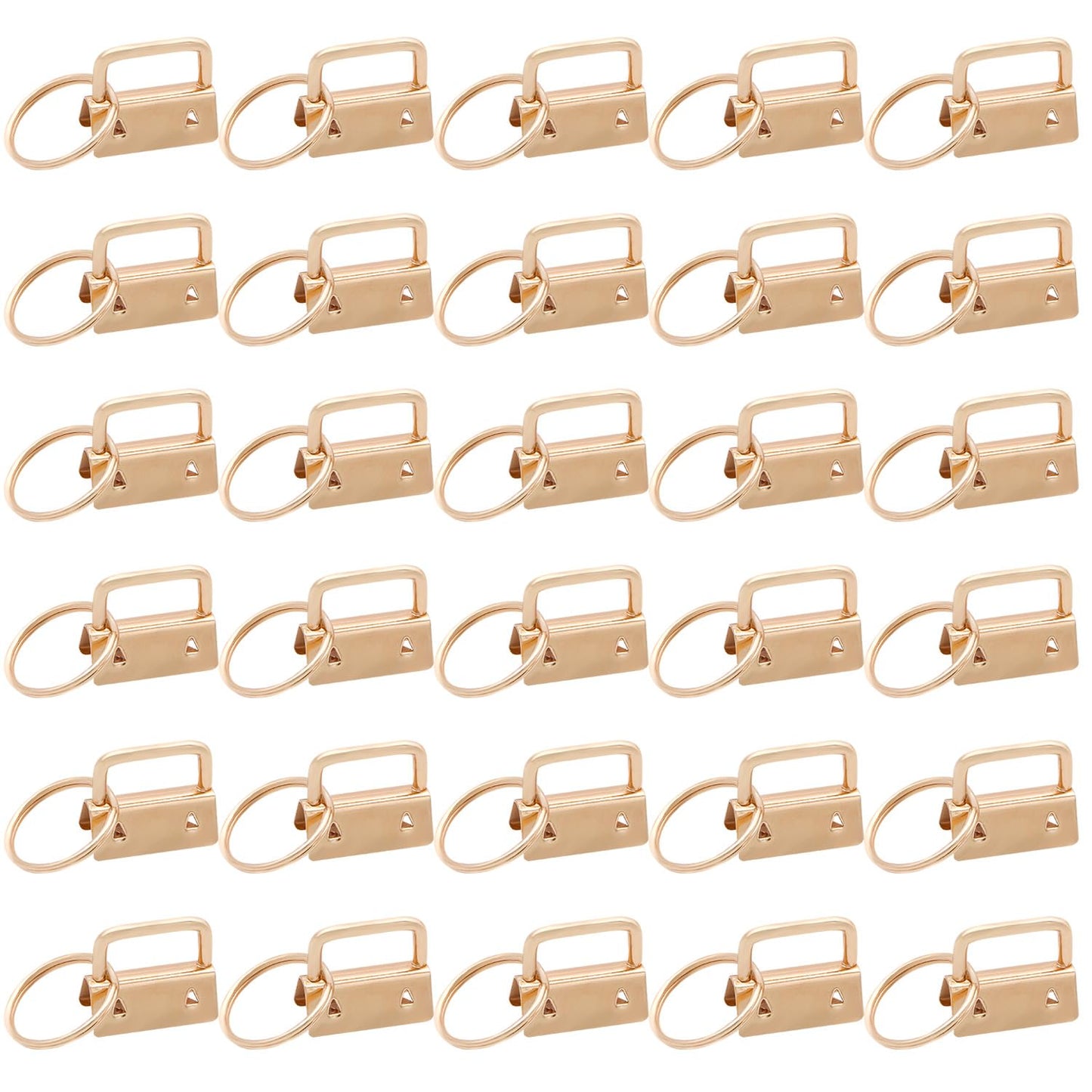 Uxney Key fob Hardware,30 PCS 1 Inch Key fob Keychain with Keychain Rings for Bag Webbing Wristlets Lanyards(Light Gold)