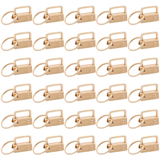 Uxney Key fob Hardware,30 PCS 1 Inch Key fob Keychain with Keychain Rings for Bag Webbing Wristlets Lanyards(Light Gold)