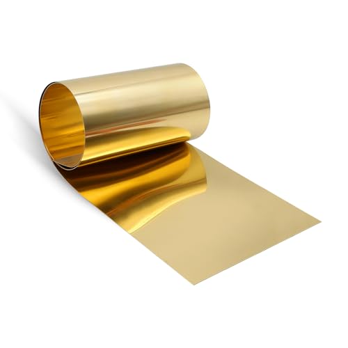 Uxney Brass Sheet Roll, Gold Foil Sheets 1000mm x 150mm x 0.2mm for Crafts, Electrical Repairs, DIY Projects