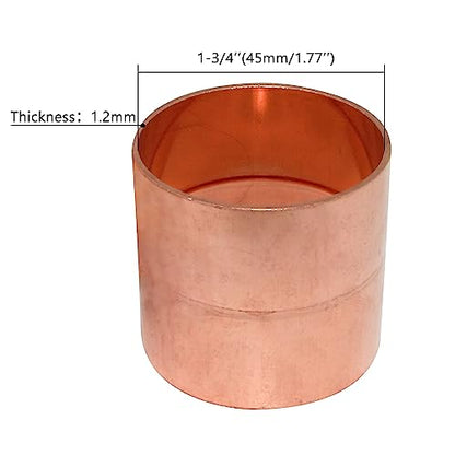 Uxney Straight Copper Fittings,1-3/4 Inch ID Welding Joint for HVAC Units, with Rolled Tube Stop Sweat Ends,Pack of 2