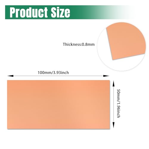 Uxney Copper Sheet Metal,2" x 4"-20 Gauge(0.8mm)) Thickness,99.9% Pure Copper Plates for DIY, Jewelry, Electrical, Repair, Industrial(2 Pac）