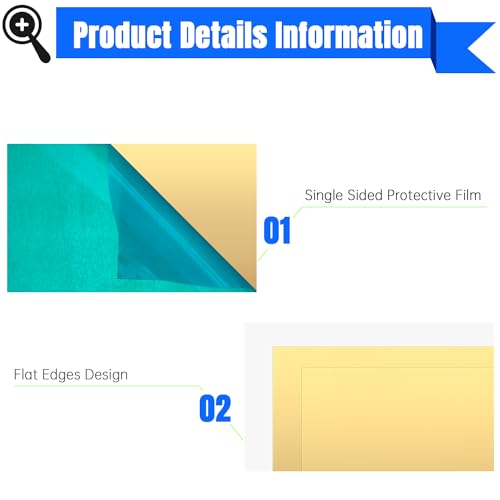 Uxney Brass Sheet,2" x 4"-18 Gauge(1mm) Thickness,99.9% Pure Brass Plates for DIY, Jewelry, Electrical, Repair, Industrial(2 Pac）
