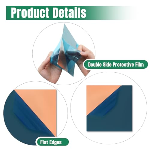 Uxney Copper Sheet Metal,4" x 4"-16 Gauge(1.5mm) Thickness,99.9% Pure Copper Plates for DIY, Jewelry, Electrical, Repair, Industrial(1 Pac）