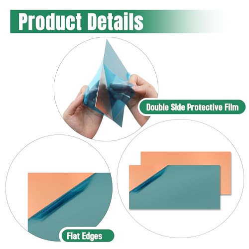 Uxney Copper Sheet Metal,2" x 4"-20 Gauge(0.8mm)) Thickness,99.9% Pure Copper Plates for DIY, Jewelry, Electrical, Repair, Industrial(2 Pac）