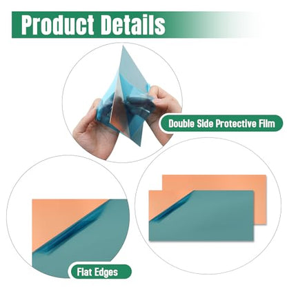 Uxney Copper Sheet Metal,2" x 4"-20 Gauge(0.8mm)) Thickness,99.9% Pure Copper Plates for DIY, Jewelry, Electrical, Repair, Industrial(2 Pac）